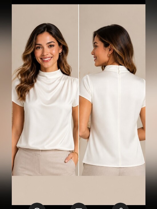 None Tops - Another Sleeveless Hight Degaje Women Silky White, 3 Botton Back losure, Small